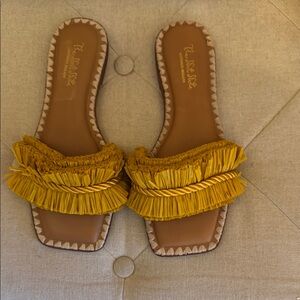 ANTONIO MELANI Yellow Brown Sandals Fringe